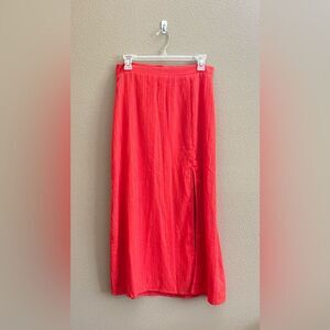 Lulus Orange Midi Side Slit Skirt